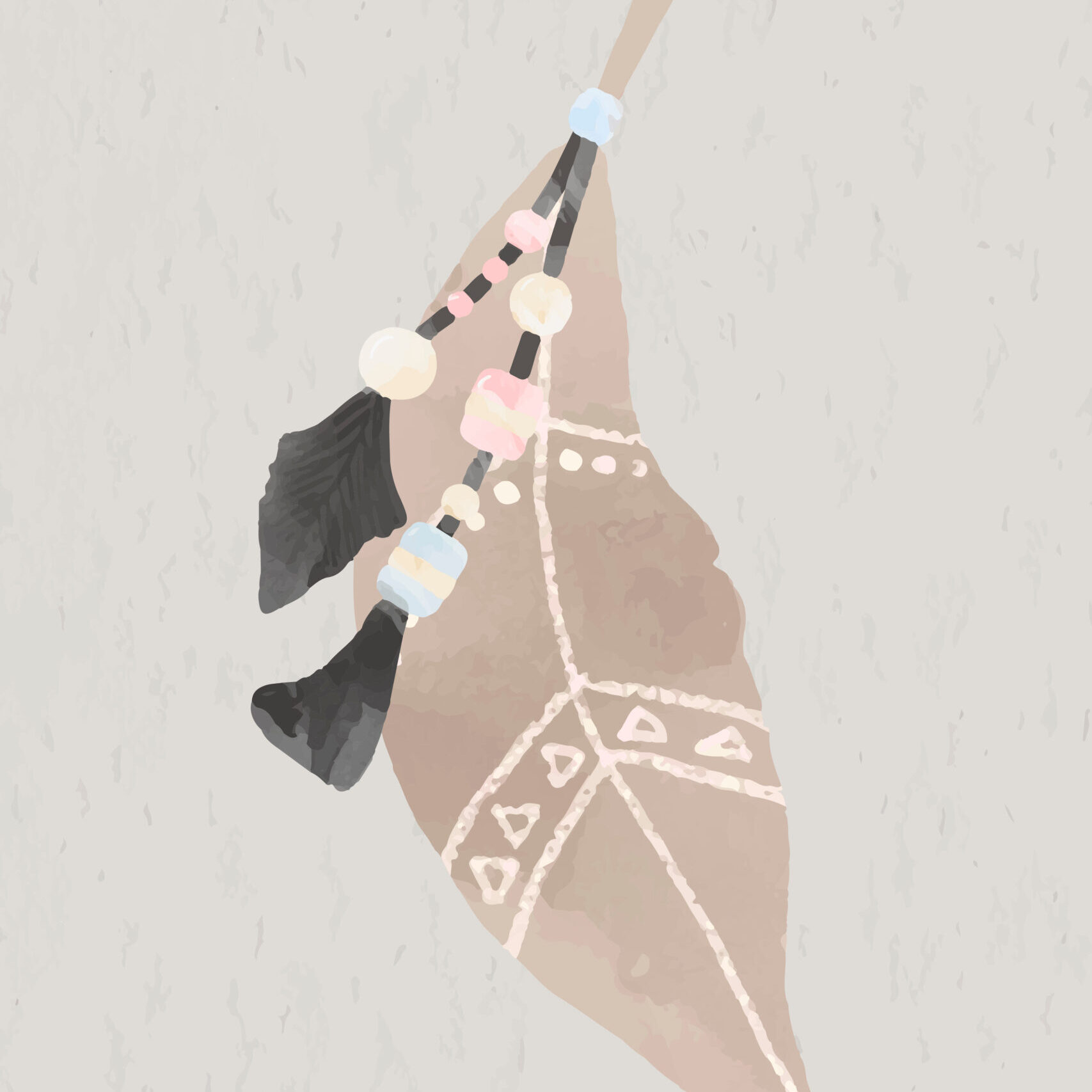 Bohemian style feather logo vector